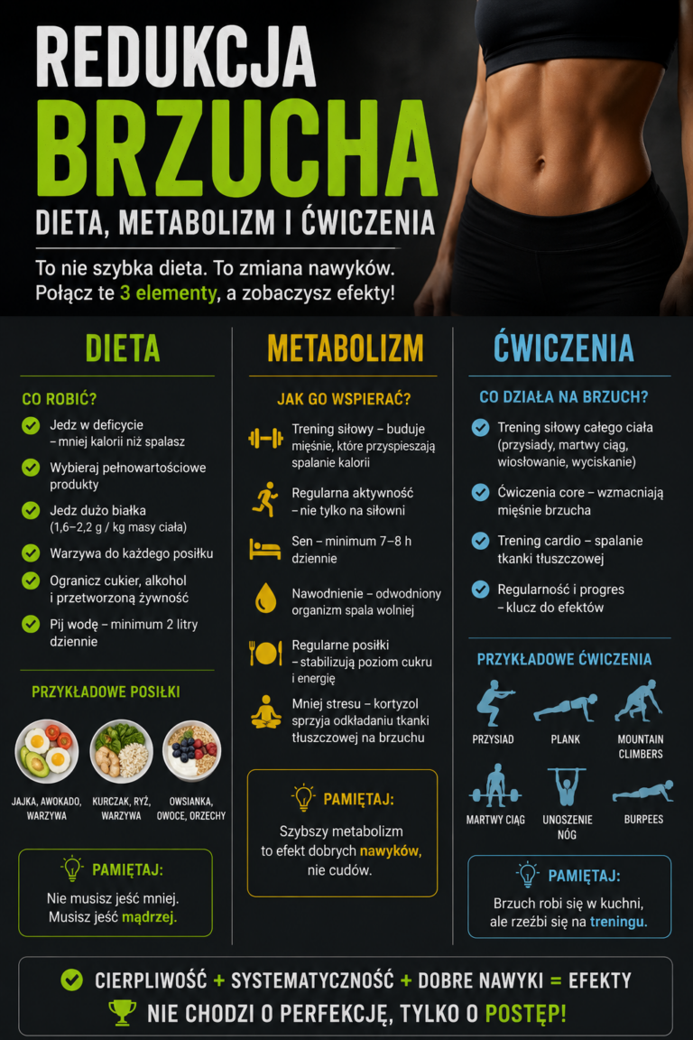 Redukcja brzucha: dieta, metabolizm i ćwiczenia
