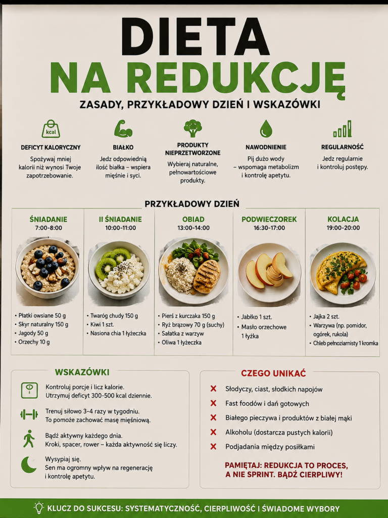 Dieta na redukcję – zasady i przykładowy jadłospis
