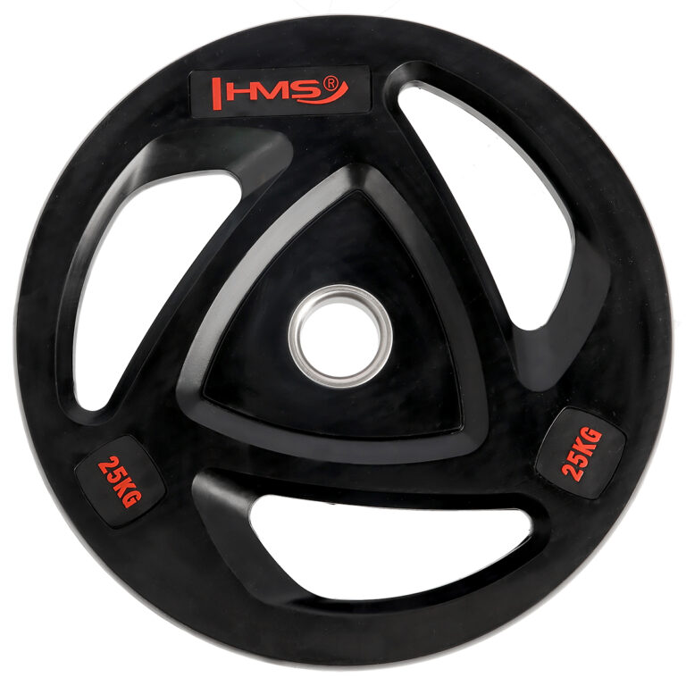 Czarny talerz olimpijski 25 kg HMS idealny do treningu